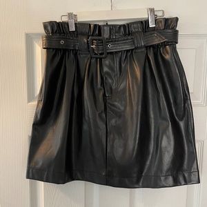 Lulu's Vegan Leather Skirt With Belt Black Size Small New with Tag